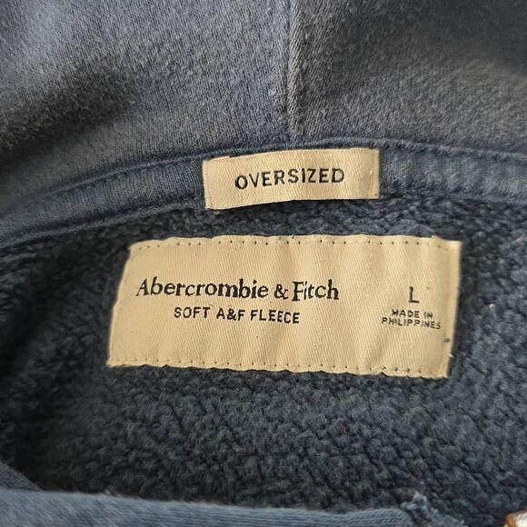 Abercrombie & Fitch Men's Size Large Blue Oversized Zip Up Hoodie - Picture 6 of 7